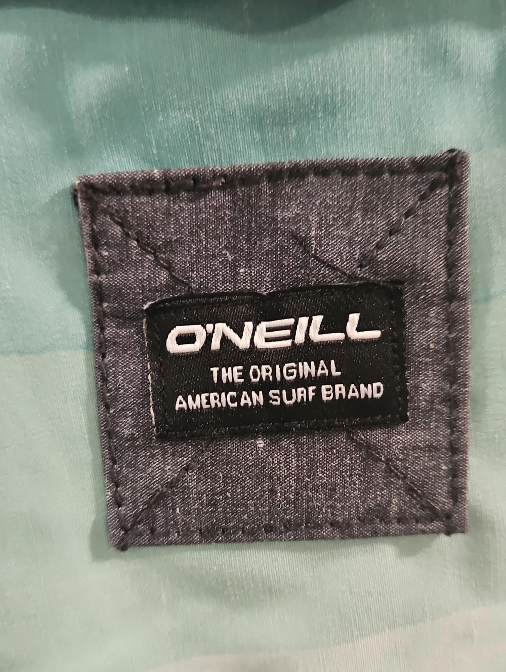 O'Neill Men's Mint Green, Gray & White Striped Board Shorts Size 32.
